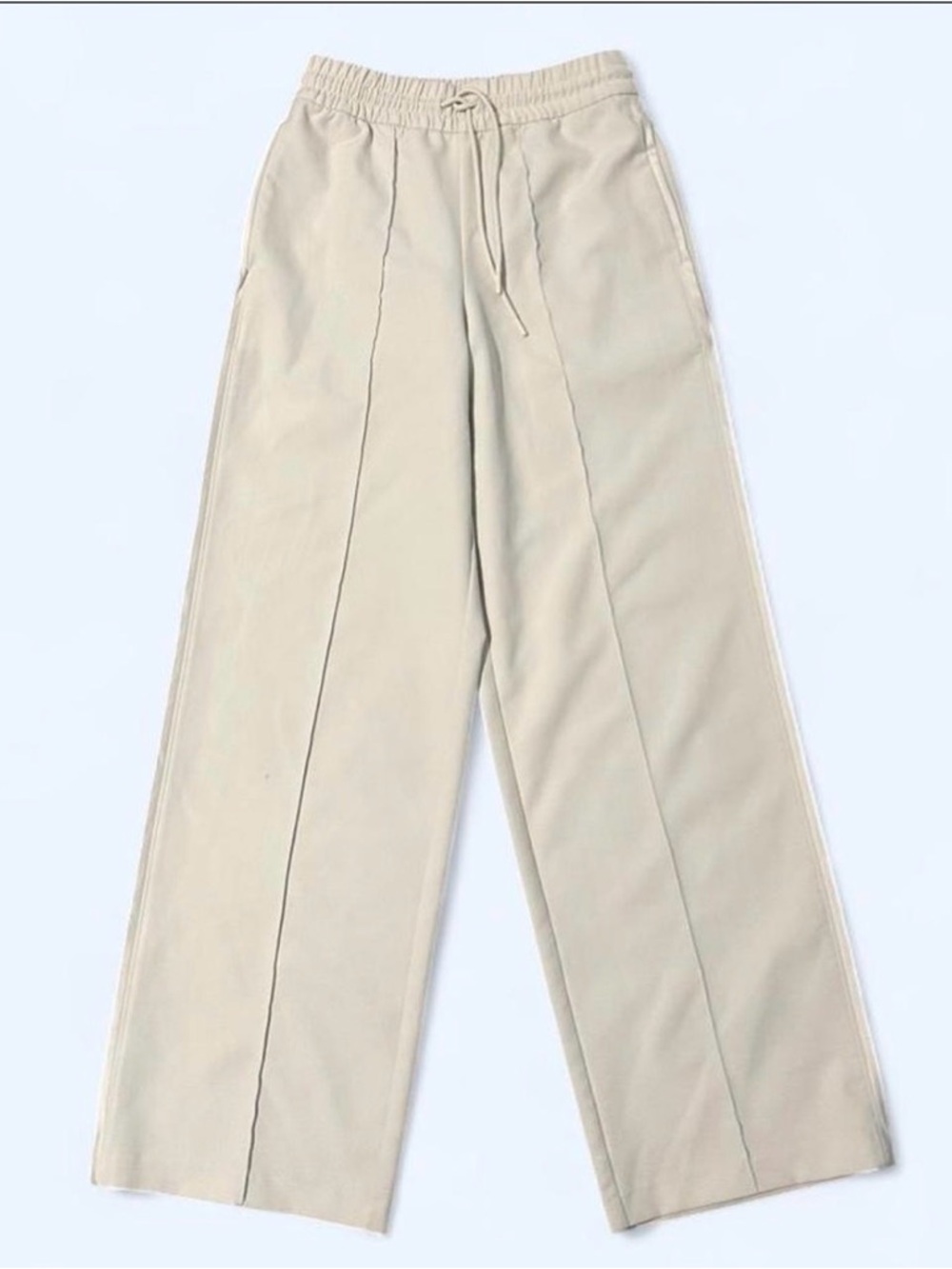Athleta Wide-Leg Drawstring Track Pants in Light Beige